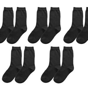 98% ORGANIC COTTON KID'S Socks 5-pack.Ages 3 Through 12. Comfy & Breathable. Basic Colors. Casual/Formal Wear. Back To School. Essentials. Black