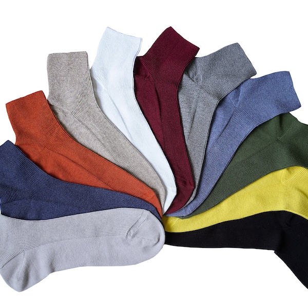 100% ORGANIC Combed COTTON Men's Quarter Socks. Made in ITALY. Breathable, Comfortable, Classic. Casual/Dress Wear.