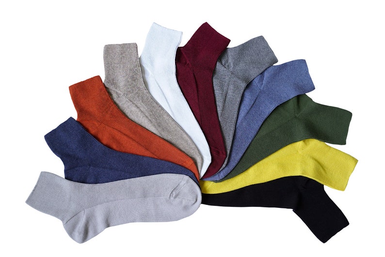 100% ORGANIC Combed COTTON Men's Quarter Socks. Made in ITALY. Breathable, Comfortable, Classic. Casual/Dress Wear. image 1