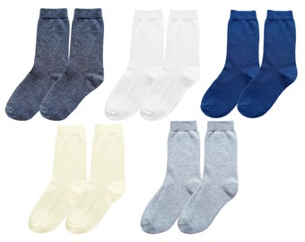 98% BIOLOGISCH KATOEN KINDERsokken (5-pack). Van 3 tot 12 jaar. Comfortabel en ademend. Basiskleuren. Casual/formele kleding. Terug naar school.