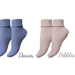 100% ORGANIC Combed COTTON Ladies' Socks. Made in ITALY. 1 Pair. Breathable, Comfortable, Classic. Casual/Dress Wear. Adjustable Length. image 10