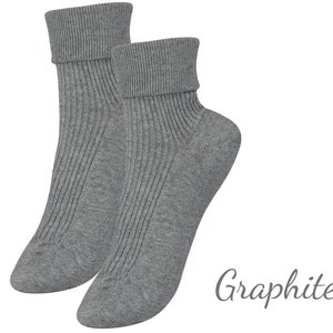 100% ORGANIC Combed COTTON Ladies' Socks. Made in ITALY. 1 Pair. Breathable, Comfortable, Classic. Casual/Dress Wear. Adjustable Length. image 4