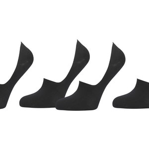 May include: Six pairs of black no-show socks. The socks are made of a soft, breathable fabric and are designed to be worn with low-cut shoes.