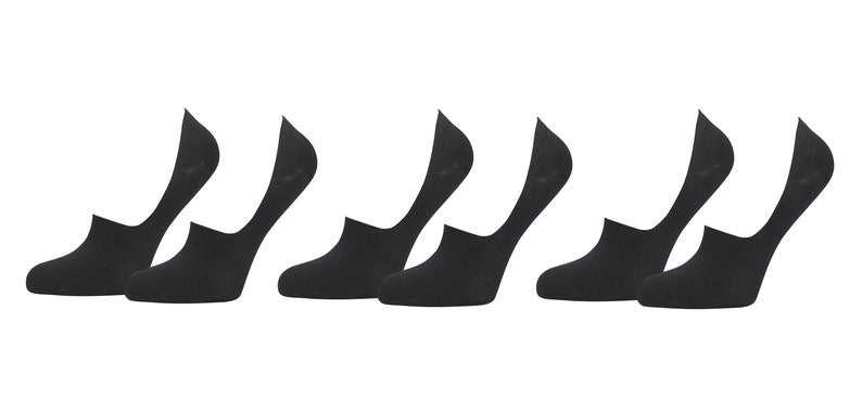 May include: Six pairs of black no-show socks. The socks are made of a soft, breathable fabric and are designed to be worn with low-cut shoes.