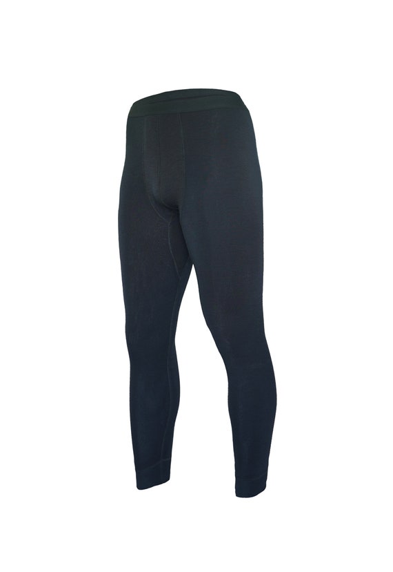 Merino Wool Blend Thermal Underwear Base Layer Men's Leggings Bottoms.  Without Fly. Perfect Layering for Winter and Sports.Thermal Underwear