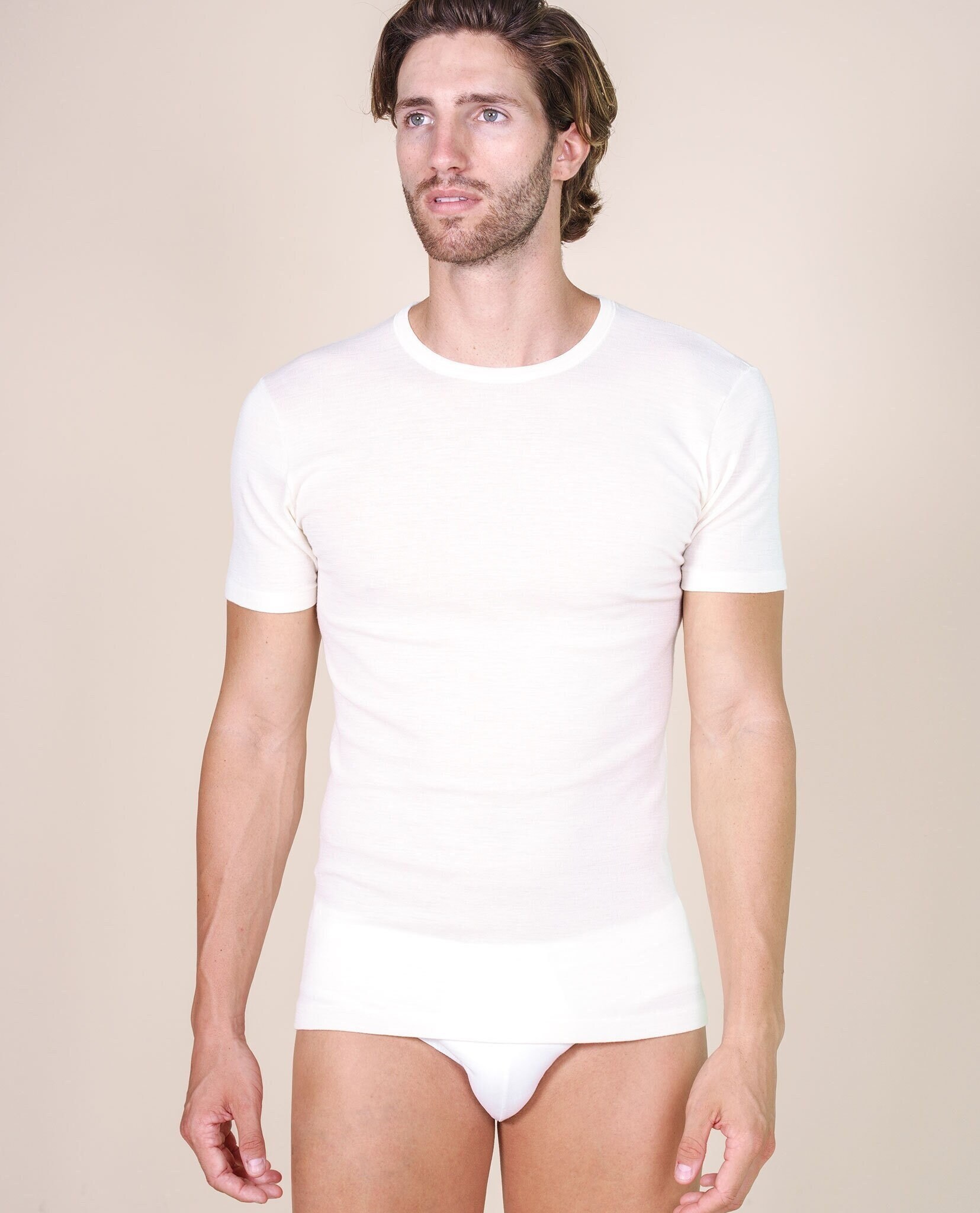 100% WOOL Short-sleeve Off-white Men's Shirt. Made in ITALY. Perfect for  Layering. -  Canada