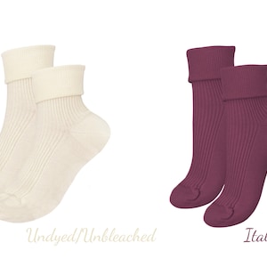 100% ORGANIC Combed COTTON Ladies' Socks. Made in ITALY. 1 Pair. Breathable, Comfortable, Classic. Casual/Dress Wear. Adjustable Length. image 2