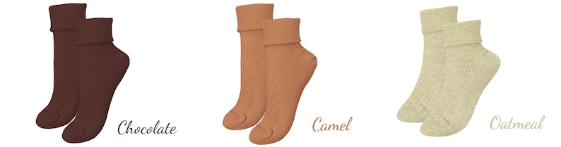 100% ORGANIC Combed COTTON Ladies' Socks. Made in ITALY. 1 Pair. Breathable, Comfortable, Classic. Casual/Dress Wear. Adjustable Length. image 3