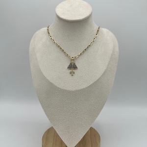 Metal Chain Necklace with Our Lady of Aparecida Pendant.  Nossa Senhora Aparecida / Religious (Catholic) Pendant