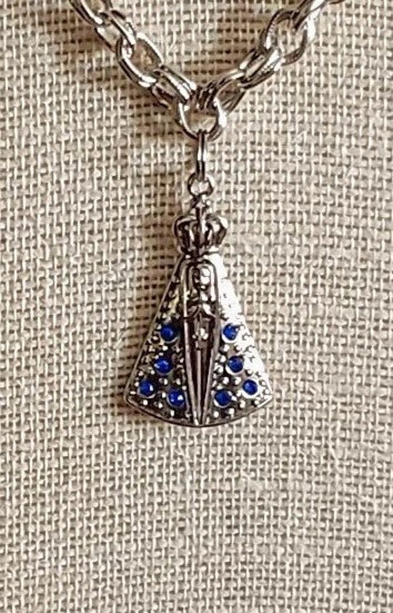 Pendant Nossa Senhora Aparecida Religious Metal Chain Necklace with Our Lady of Aparecida Pendant Catholic