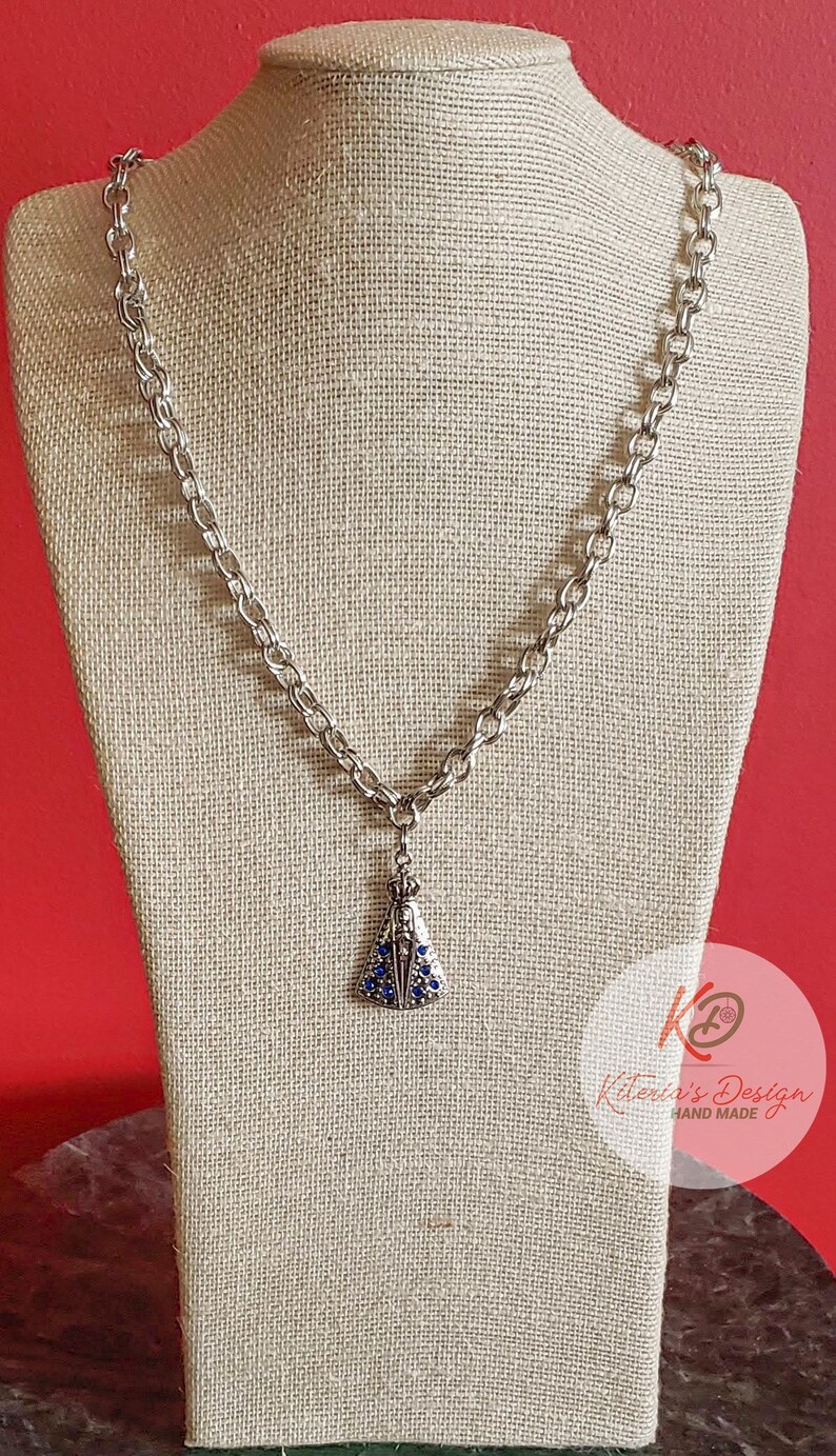 Pendant Nossa Senhora Aparecida Religious Metal Chain Necklace with Our Lady of Aparecida Pendant Catholic
