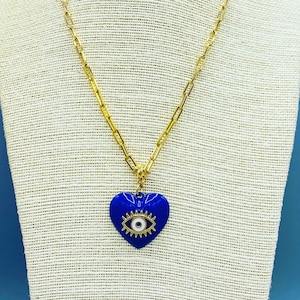 Gold Metal Chain Necklace with Greek Eye Pendant