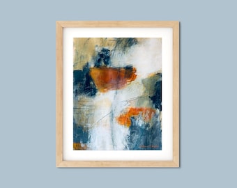 Abstract Art in Orange, Printable Wall Art, High Resolution, instant download printable, Blue, white, orange, abstract