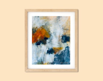 Orange and Blue Abstract Art, Printable Wall Art, High Resolution, instant download printable, Blue, white, orange, abstract