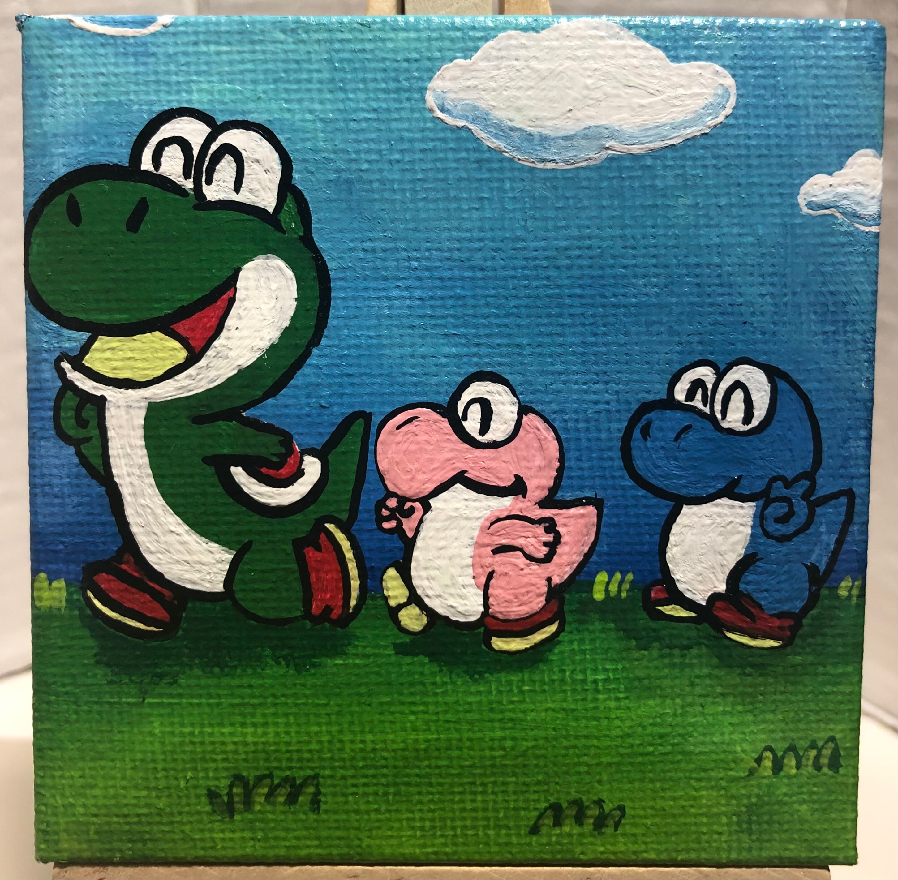 Yoshi Et Bebe Yoshi Yoshi Rose Et Yoshi Bleu Acrylique Mini Etsy