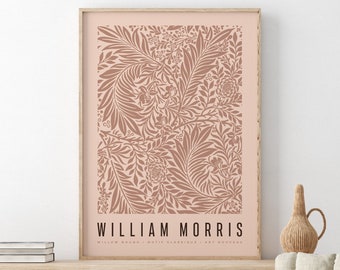 William Morris Print, William Morris Poster, Digital Plants Art, Beige Color, Vintage Flower Print, Quality Print Art, Exhibition Art Poster