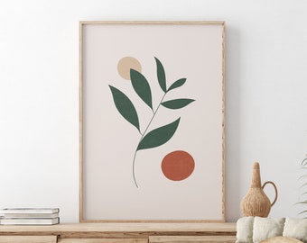 Leaf Art Print, Botanical Art, Printable Poster, Modern Minimalist Art Print, Watercolor Botanical Poster, Botanical Leaf, Digital Download