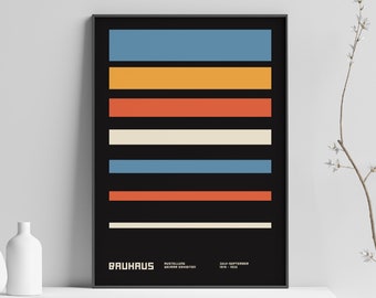 Bauhaus Retro Art Print, Bauhaus Wall Art, Digital Download, Bauhaus Exhibition Poster,  Bauhaus Poster, Vintage Poster, Bauhaus Art