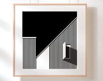 Architectural Art Print, Modern Art Poster, Living Room Decor, Black&White Poster, Architecture Illustrated, Brutalist Poster, House Print