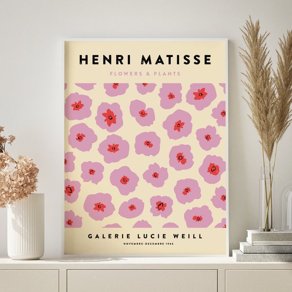Matisse Pink Flower Poster, Digital Download, Henri Matisse Print, Flower Market, Minimal Wall Art, Matisse Plants, Tokyo Flower, Printable