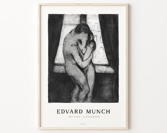 Edvard Munch The Kiss Print, Digital Download, Kiss Poster, Munch Art Print, Scream Art Print, Edvard Munch Lithography, Munch Digital Print