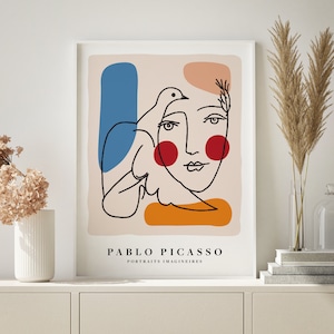 Picasso Art Print Line Art Minimalist Portrait - Modern Minimalist Art Print, Women Line Art Print, Art Print, Bird Woman, Printable Print