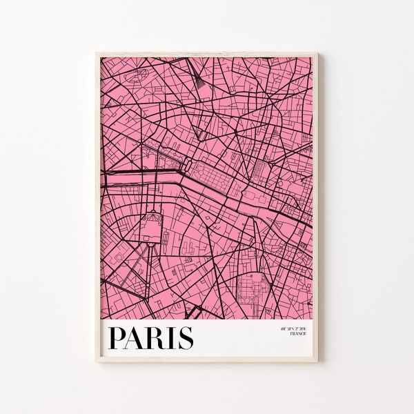 Paris Map Art Etsy