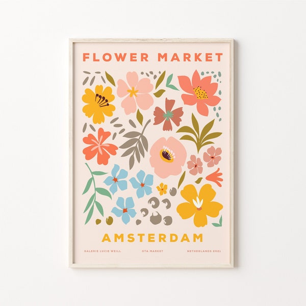 Flower Market Poster, Flower Market Prints, Digital Download, Tokyo Flower Market, Printable Poster, Florist Gift, Matisse Flower, Honolulu