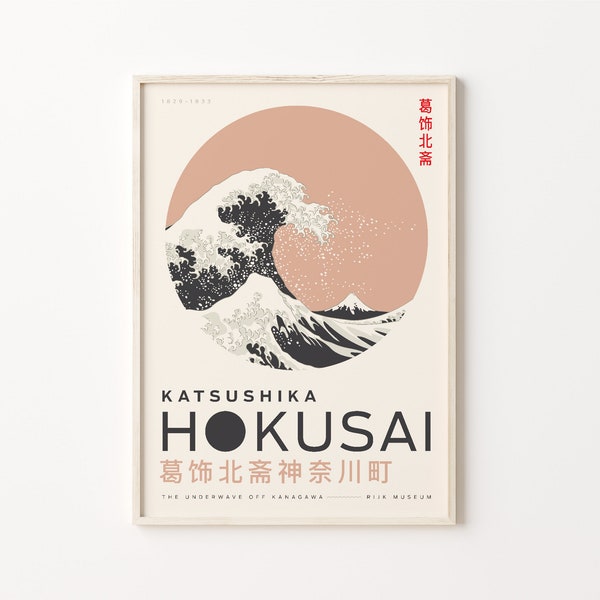 Hokusai Poster, Hokusai Vintage Poster, Hokusai Print, Japanese Art Print, The Great Wave Print, Digital Download, Vintage Japanese Print
