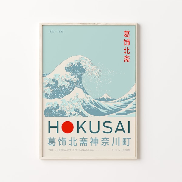 Hokusai Print, Japanese Art Print, Hokusai Poster, The Great Wave Print, Hokusai Vintage Poster, Digital Download, Vintage Japanese Print