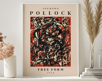 Jackson Pollock Red Black Print Art - Pollock Painting Poster, Modern Wall Art, Exhibition Poster, Abstract Print, Pollock Poster, Printable