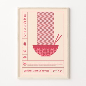 Ramen Noodle Print, Japanese Print, Ramen Poster, Ramen Art Print, Japan Food Print, Digital Download, Japan Noodle Poster, Japanese Poster