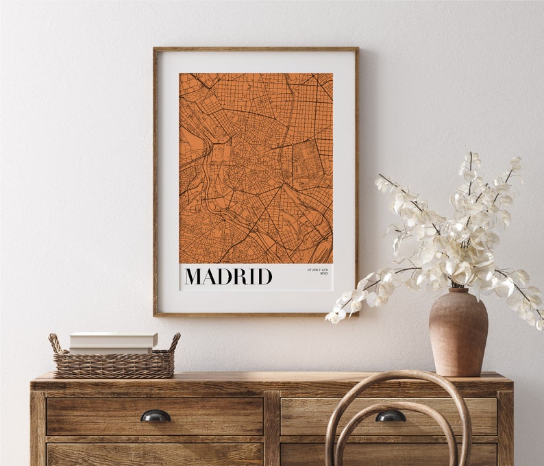 Madrid Map Poster City Map Art Print Printable Madrid City - Etsy