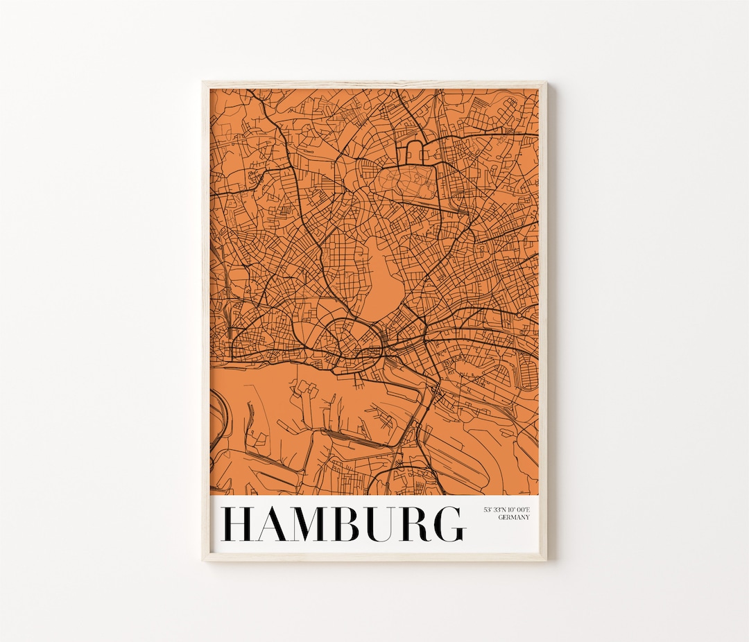 Hamburg Map Poster, City Map Art Print, Printable Hamburg City, Digital ...