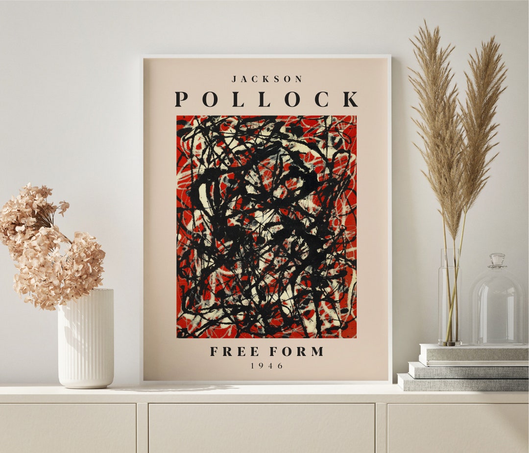 Jackson Pollock Red Black Print Art Pollock Painting Poster, Modern
