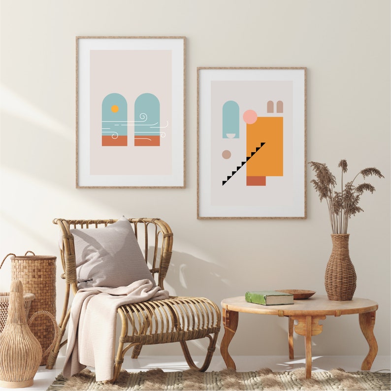Mid Century Modern Art Prints 3 Gallery Wall Set Minimalist - Etsy