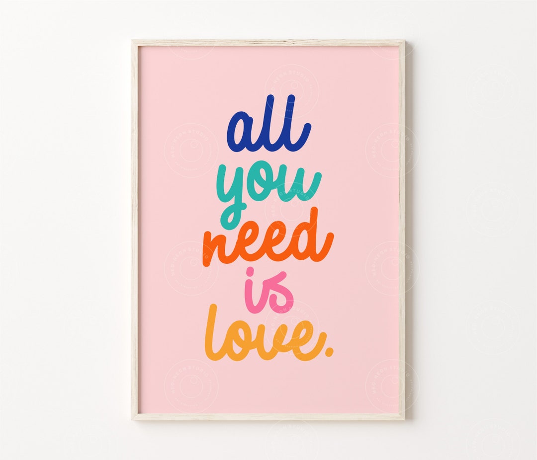 All You Need is Love, Love Wall Decor, I Love You Wall Print, Digital