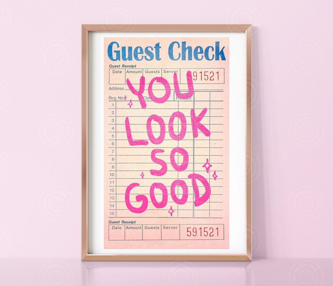 Guest Check Print, Digital Download, Trendy Wall Art Guest Check Poster ...