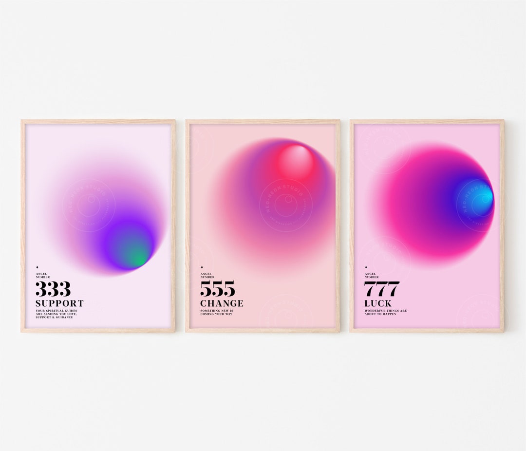 Angel Numbers Set of 3 Prints, Digital Download, Support Change Luck ...