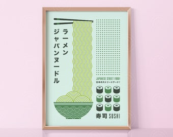 Ramen Noodle Print, Digital Download, Japanese Print, Sushi Poster, Ramen Art Print, Japan Food Print, Japan Noodle Poster, Japanese Poster