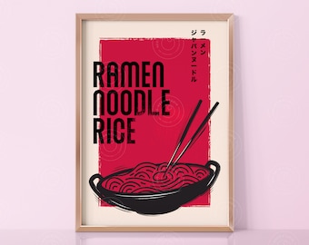 Ramen Noodle Print, Digital Download, Japanese Print, Sushi Poster, Ramen Art Print, Japan Food Print, Japan Noodle Poster, Japanese Poster