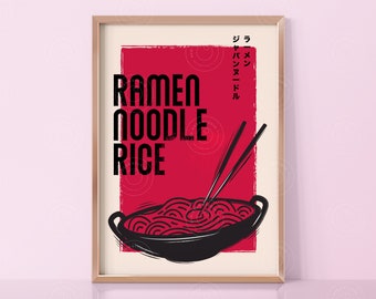 Ramen Noodle Print, Japanese Print, Ramen Poster, Ramen Art Print, Japan Food Print, Digital Download, Japan Noodle Poster, Japanese Poster