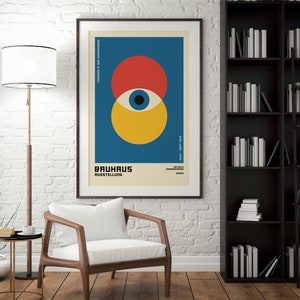 Bauhaus Exhibition Poster, Bauhaus Art Print, Bauhaus Eyes Poster, Bauhaus Poster, Digital Download, Bauhaus Digital Art, Vintage Poster image 3