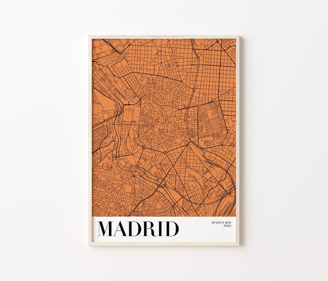 Madrid Map Poster City Map Art Print Printable Madrid City - Etsy