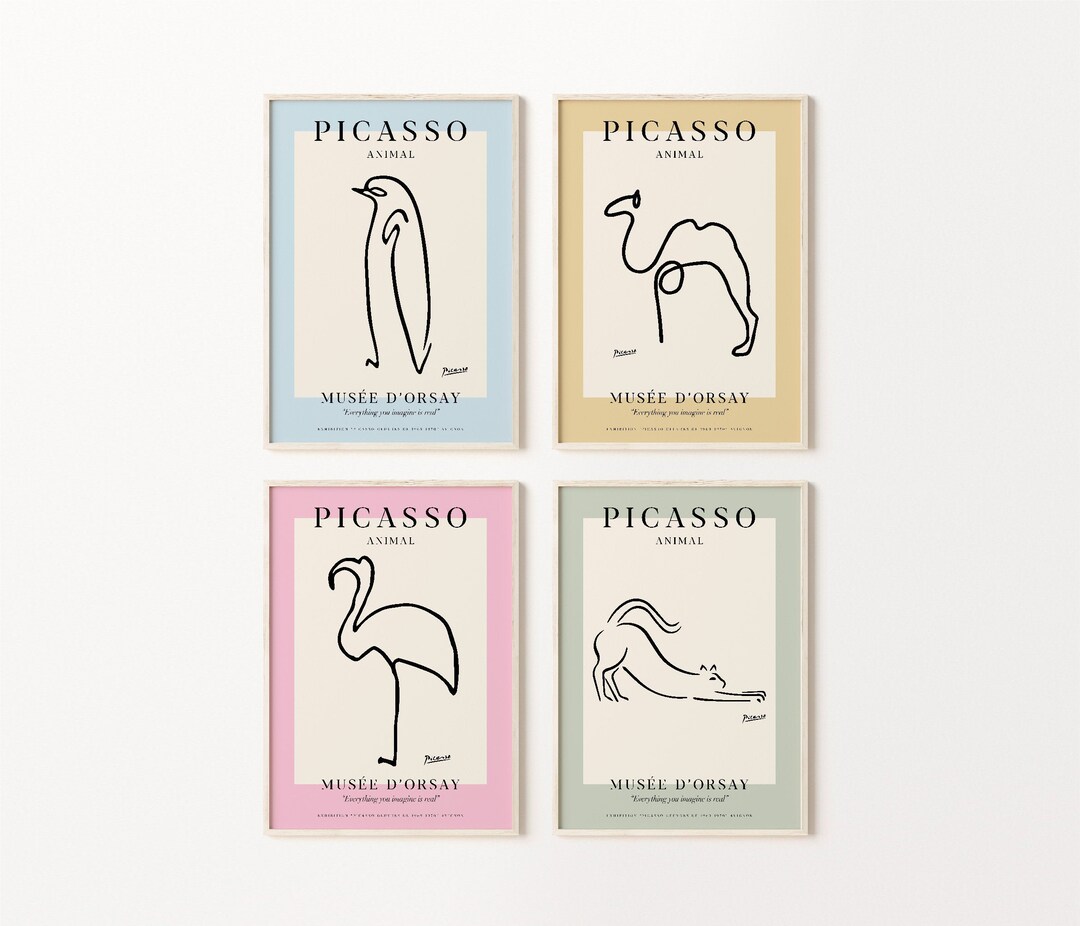 Picasso Animal Print Set of 4, Picasso Poster, Picasso Art Print