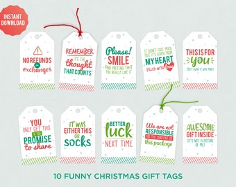 Funny Printable Christmas Tags | Christmas Gift Tags | Print & Cut Gift Tag  Template | Sarcastic Tags| Hilarious Tags | Instant Download