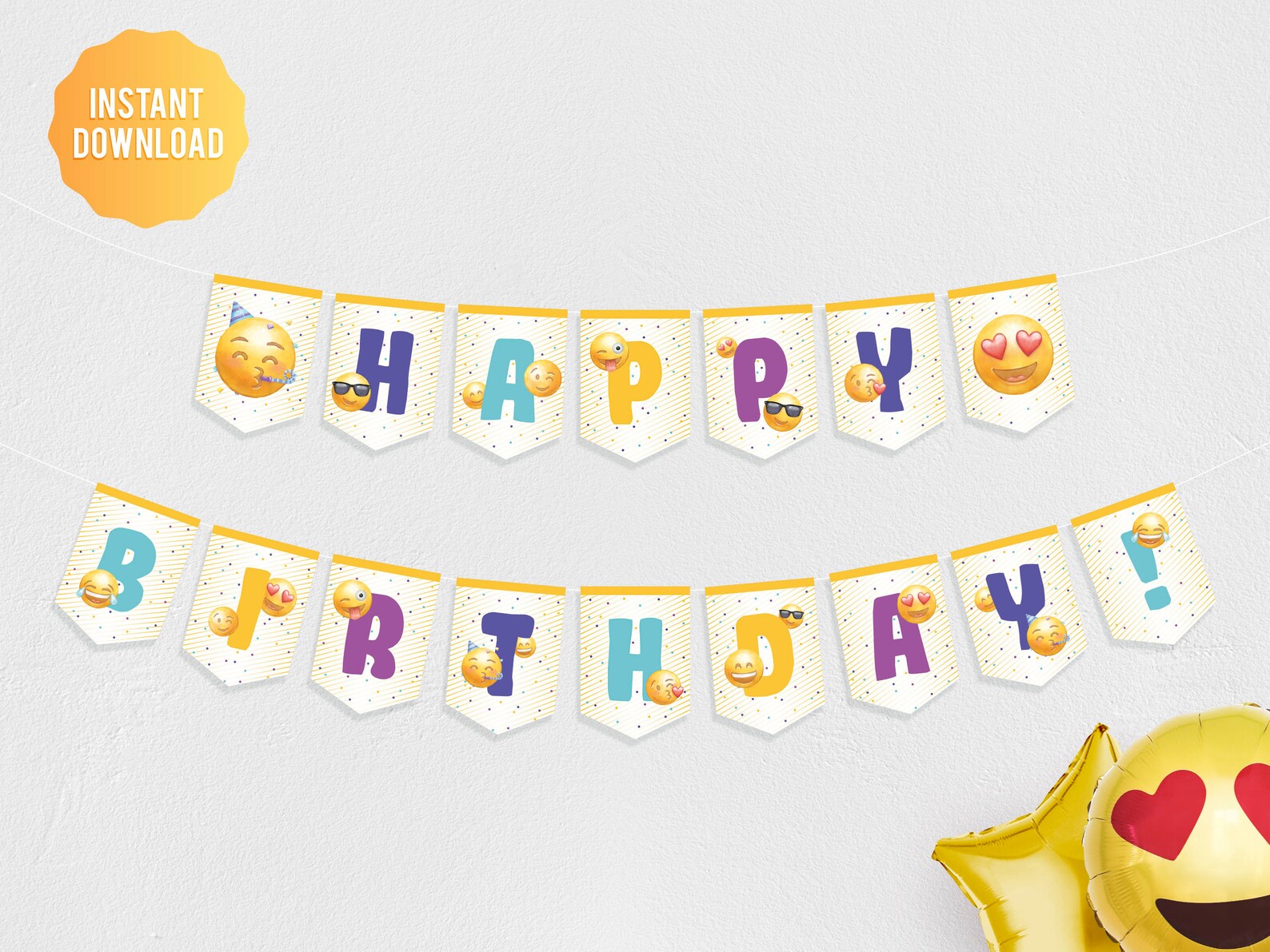 Emoji Happy Birthday Banner Emoji Party Birthday | Etsy