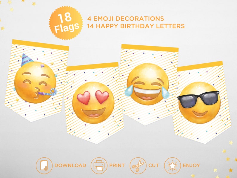 Emoji Happy Birthday Banner Emoji Party Birthday | Etsy