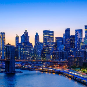 Southern Manhattan at Twilight.  Photographic print from Lazzeri Photography.