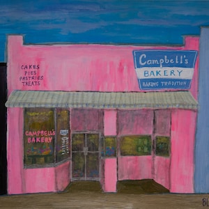 Campbell&#39;s Bakery in Fondren. Part of the Jackson, Mississippi series. Unframed print of Becky Lazzeri acrylic painting